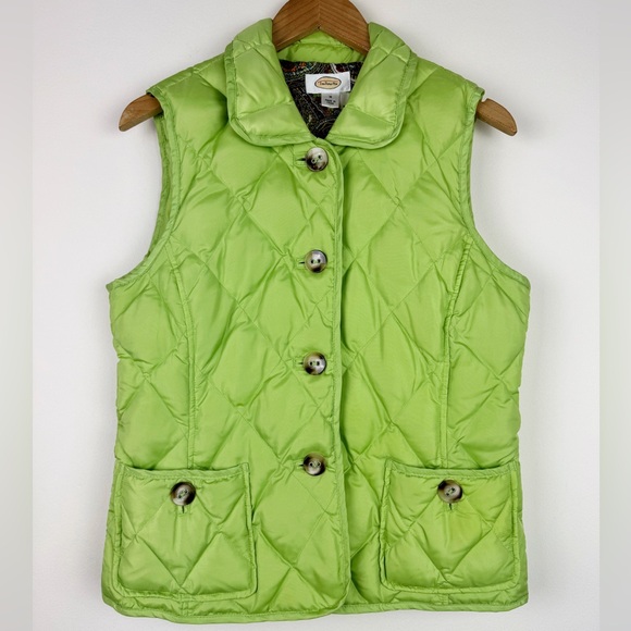 Talbots Lime Green Quilted Puffer Vest - Picture 1 of 8